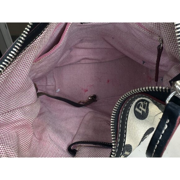 DAMAGED For parts - DOONEY & BOURKE Beige Black Circle Hobo Purse Shoulder L - Picture 12 of 14